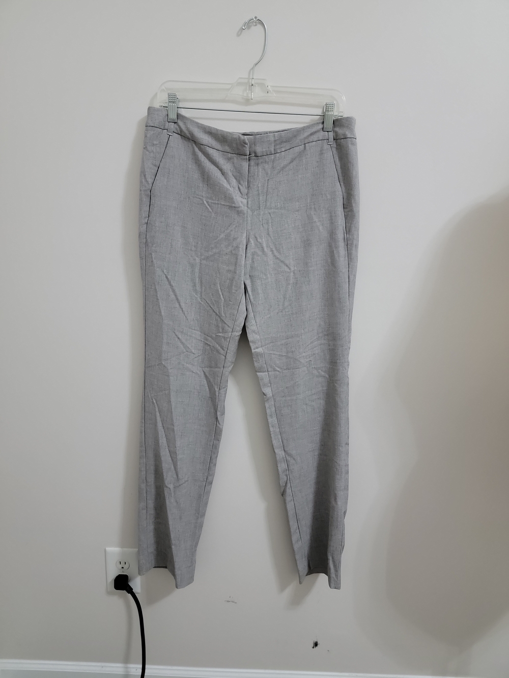 Amanda Chelsea Gray Plaid Pants Womens 8 Mid Rise Straight Leg Trousers Office